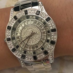 Victoria Wieck Silvertone Crystal Watch